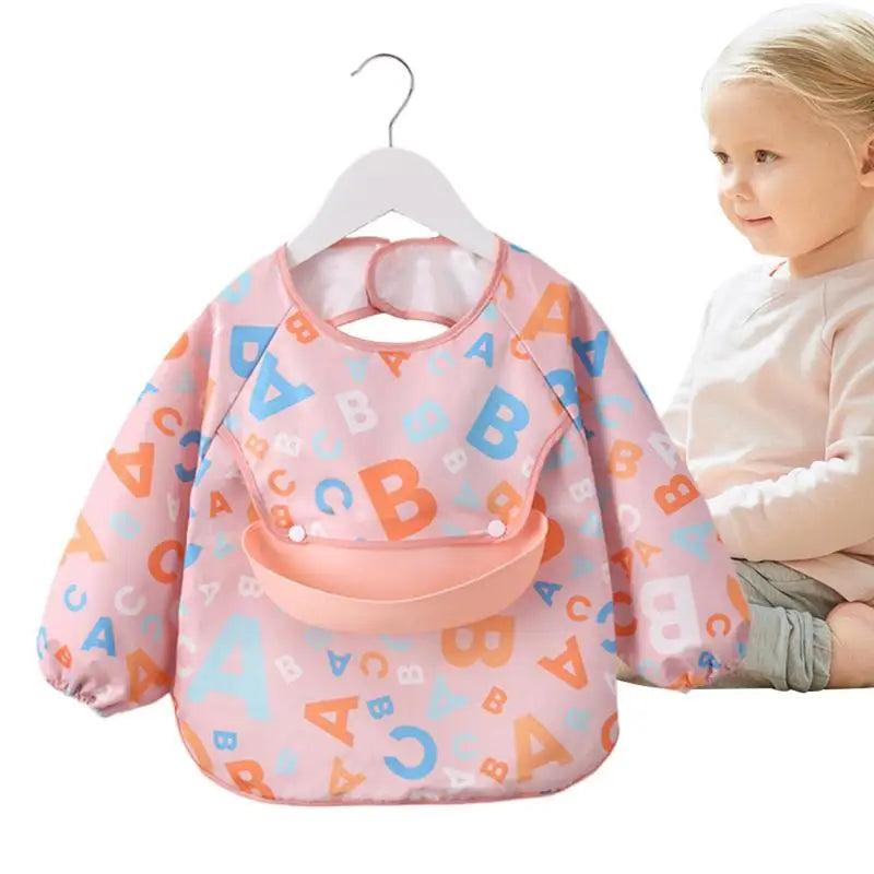 Toddler Long Sleeve Scarf Waterproof Art Smock Feeding Bib Apron Pocket Infant Boys Girls Burp Cloth Bandana Bibs supplies