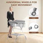 SEJOY Baby Changing Table with Wheels – Foldable, Portable, Height Adjustable Diaper Changing Station with Storage, Safety Belt & Removable Cover for Newborn Infant Toddlers