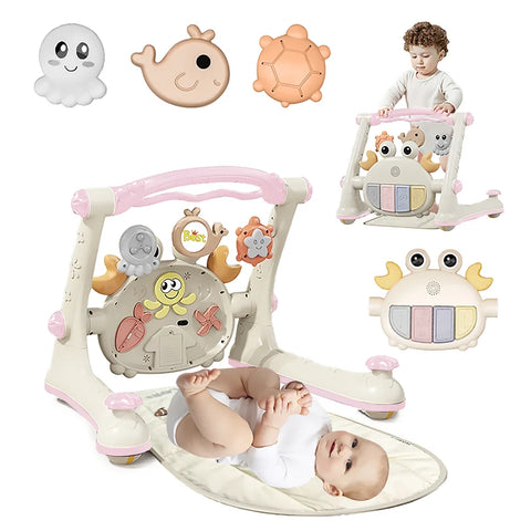 New Baby Toddler Multi-Function Four-in-One Baby Car Fitness Rack Piano Baby Walking Car Table Trolley Toy For 0-18 Months