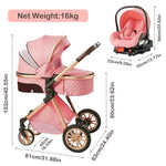 2-in-1 Convertible Baby Cradle Stroller – Foldable, Double-Sided High View Stroller for Toddlers (1–2Y), Portable Travel Pram