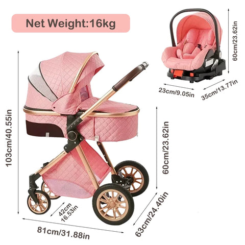 2-in-1 Convertible Baby Cradle Stroller – Foldable, Double-Sided High View Stroller for Toddlers (1–2Y), Portable Travel Pram