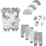 Unisex Newborn Baby Bodysuit Set – 19-Piece Cotton Bodysuits & Accessories for Boys & Girls