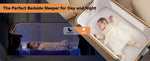 Cozy2 Baby Bedside Bassinet Sleeper Portable Travel Bassinet with Bigger Wheels 3 in 1 Bassinet Crib with Mattress, Storage Bask