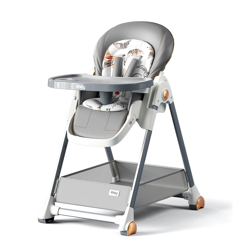 Luxury Adjustable Baby Feeding Chair – Assembly-Free High Chair with Removable Tray & Seat, EN & ASTM Certified – Metal Frame Booster Seat for Infants & Toddlers
