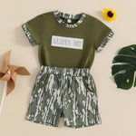 Infant Boy’s Summer Outfit Set – Embroidered T-Shirt & Elastic Waist Shorts, Stylish 2-Piece Toddler Clothing for Daily Wear