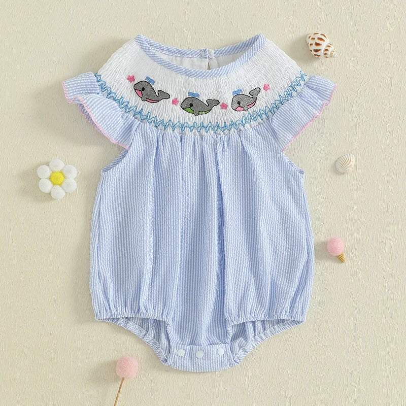 Adorable Toddler Mermaid Embroidered Dress with Ruffled Sleeves & Sparkly Sequins – Little Girls’ Summer Party Outfit