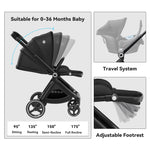 EMU Reversible Baby Stroller with Reversible Seat Full-Size Infant Stroller with Full Recline Cockpit Compact Foldable Pram Carr