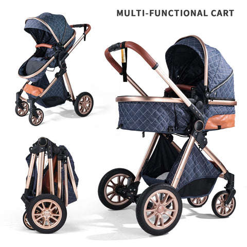High Landscape Baby Stroller – Foldable 2-in-1 Travel Pram for Newborns & Toddlers (0–3 Years)