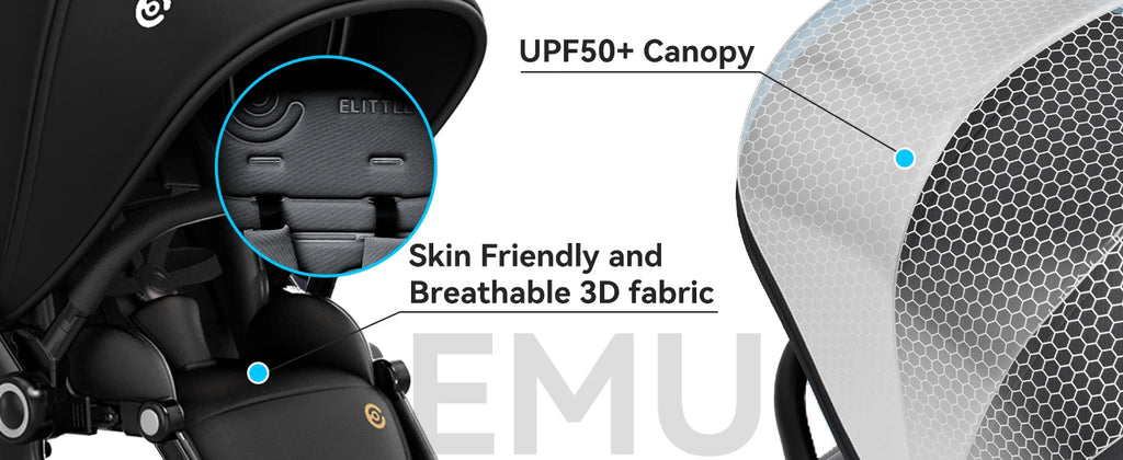 EMU Reversible Baby Stroller with Reversible Seat Full-Size Infant Stroller with Full Recline Cockpit Compact Foldable Pram Carr
