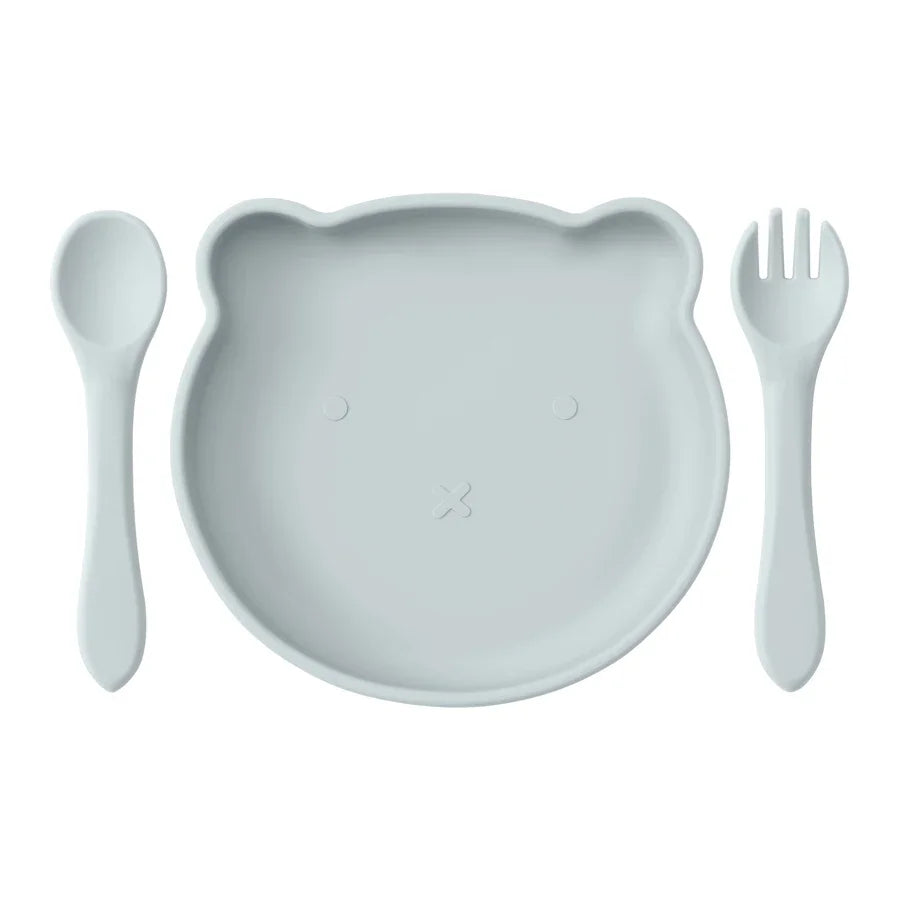 Wholesale Silicone Baby Feeding Set BPA Free Suction Dishes Plate Feeding Sucker Bowl Spoon Fork Children Tableware Baby Stuff