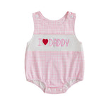 Cute Baby Girl Romper – Sleeveless Infant Bodysuit with Adorable Letter Embroidery & Plaid Design, Round Neck Jumpsuit for Newborns & Toddlers
