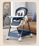 Luxury Adjustable Baby Feeding Chair – Assembly-Free High Chair with Removable Tray & Seat, EN & ASTM Certified – Metal Frame Booster Seat for Infants & Toddlers