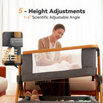 Cozy2 Baby Bedside Bassinet Sleeper Portable Travel Bassinet with Bigger Wheels 3 in 1 Bassinet Crib with Mattress, Storage Bask