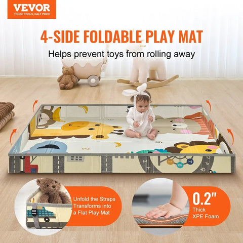 59x71 Baby Play Mat – Reversible Soft Crawling & Activity Floor Mat for Infants