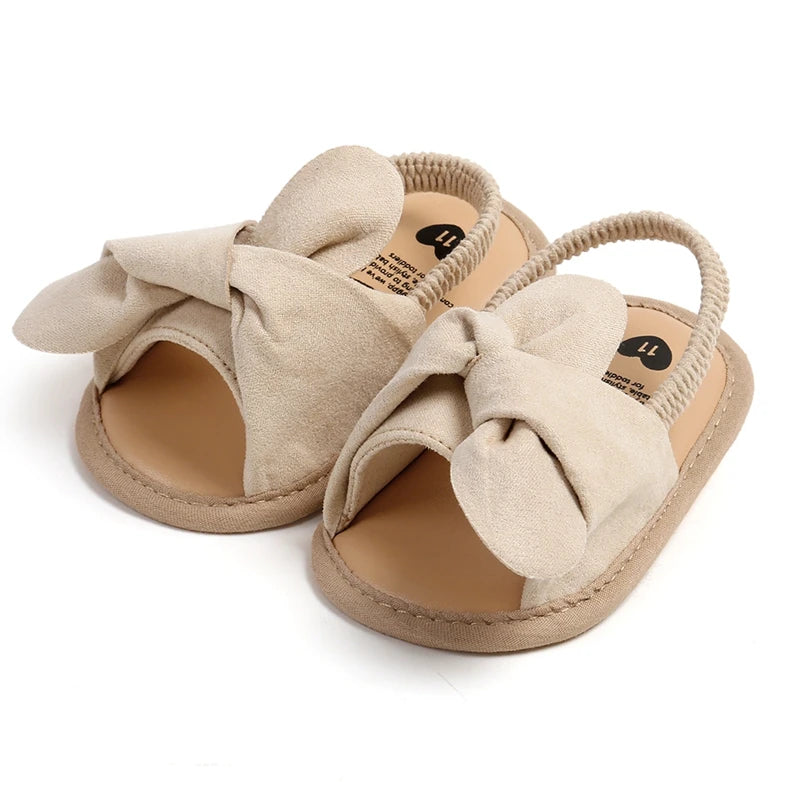 Adorable Baby Girl Sandals with Bowknot – Soft Non-Slip Sole Princess First Walker Shoes for Summer, Beach & Party