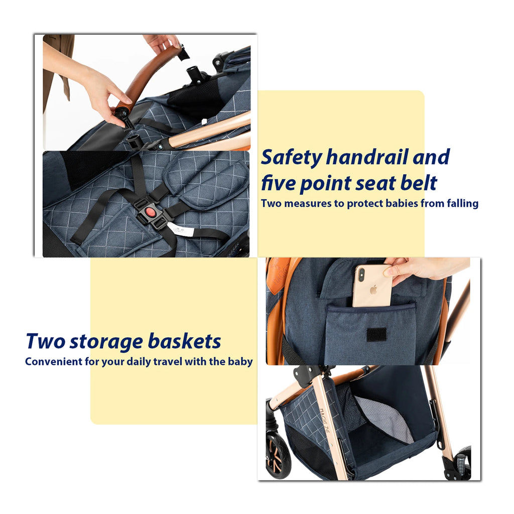 Lightweight 3-in-1 Baby Stroller with Isofix | High Landscape Travel System for Newborns to 6 Years