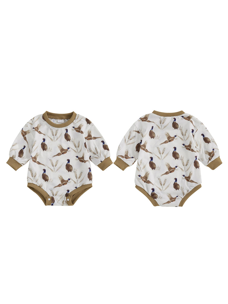 Toddler Winter Hooded Romper – Fox Print Warm Fleece Jumpsuit with Zipper & Cute Ears – Unisex Baby Boy Girl Outfit