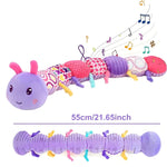 5-Sensory Baby Caterpillar Toy - Musical Plush with Crinkle/Rattle Sounds, Early Learning Developmental Toy for 0-12M✔Non-Toxic