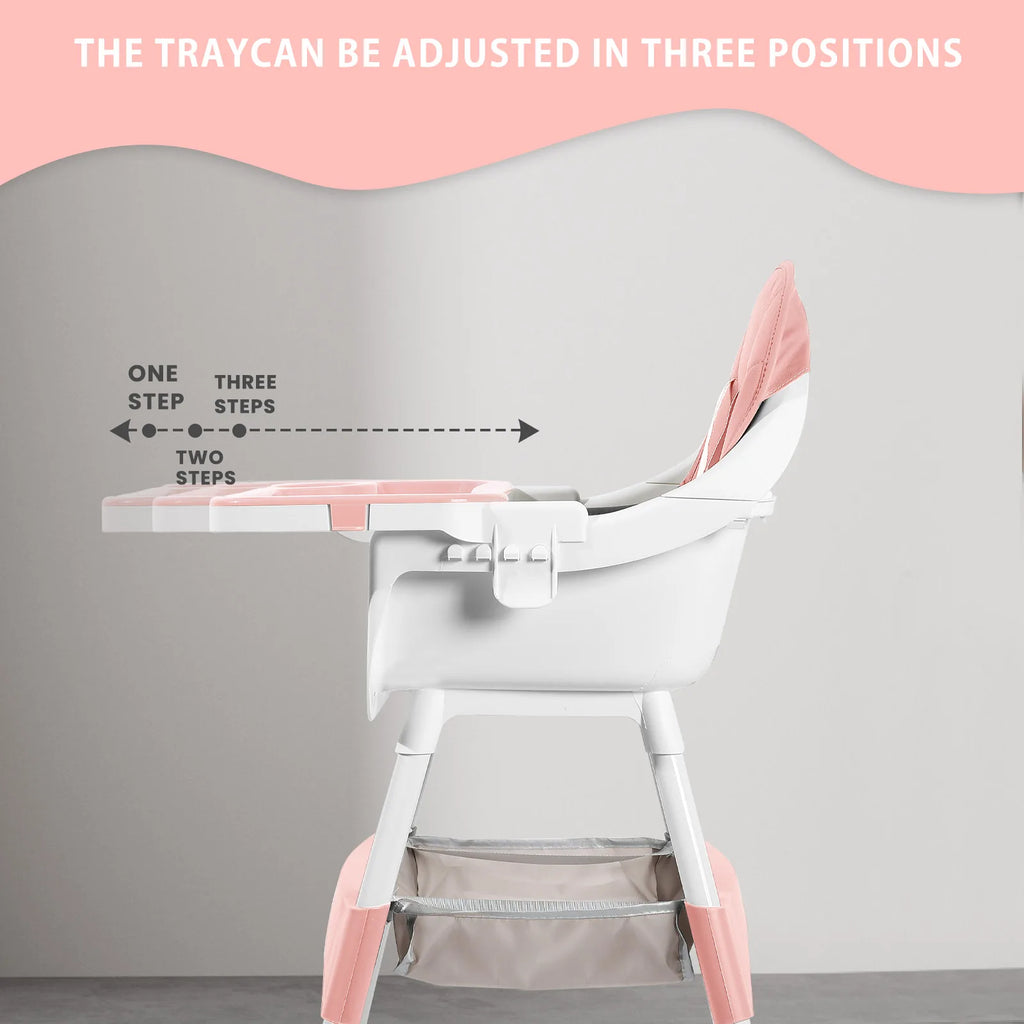 Ubravoo Convertible Baby High Chair – Portable Dining & Play Chair with Removable Double Tray and Toy Rack | Adjustable Seat & Stainless Steel Frame | Model S360