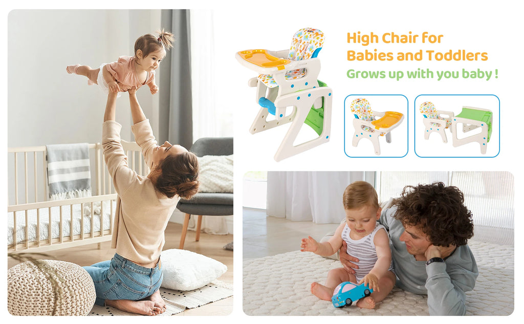 Sejoy 3-in-1 High Chair for Babies & Toddlers – Adjustable Backrest, Removable Tray & Washable Cushion – ASTM & CPC Certified Feeding Chair