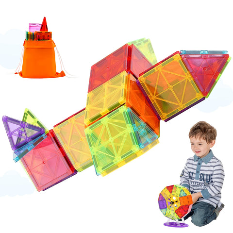 Magnetic Building Blocks Set – 121PCS Magnetic Tiles with Car Bases & Numbers, Construction Puzzle Toys for Kids, Montessori STEM Gifts for Boys & Girls Ages 3+