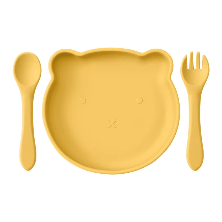 Wholesale Silicone Baby Feeding Set BPA Free Suction Dishes Plate Feeding Sucker Bowl Spoon Fork Children Tableware Baby Stuff