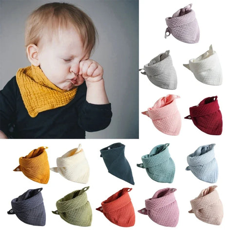 5Pcs Baby Feeding Drool Bibs Saliva Towel for TRIANGLE Scarf Bandana Soft Cotton Bib Adjustable Button Burp Cloth for Boys