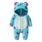 Lioraitiin Baby Fleece Jumpsuit – Infant Cartoon Animal Horn Hooded Winter Snowsuit Romper for Boys & Girls (0-3 Years)