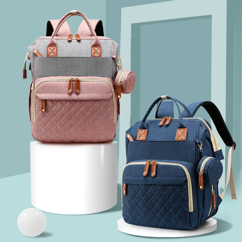 Portable Foldable Baby Travel Bed & Diaper Bag – Large Capacity Mommy Backpack with Changing Station & Infant Carrier (Fashionable & Lightweight)