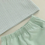 Infant Boy Summer Outfit – Cute Animal Embroidery Short Sleeve T-shirt & Plaid Shorts 2-Piece Set