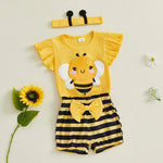 Toddler Girl Floral Print Sleeveless Romper with Ruffle Shorts & Headband 3-Piece Summer Outfit Set