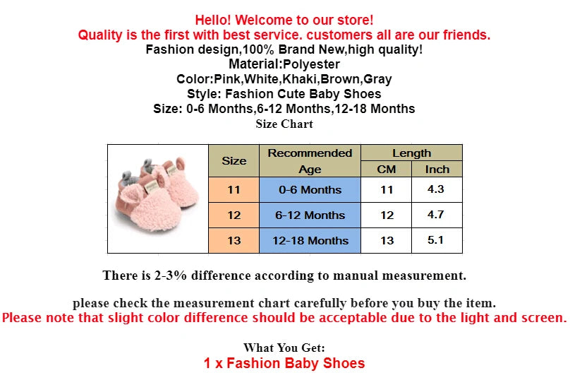 Soft & Cozy Fleece Baby Booties with Bear Design – Anti-Slip Sole Winter Crib Shoes for Newborns