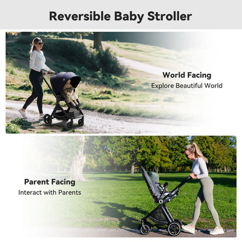 EMU Reversible Baby Stroller with Reversible Seat Full-Size Infant Stroller with Full Recline Cockpit Compact Foldable Pram Carr