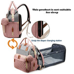 Portable Foldable Baby Travel Bed & Diaper Bag – Large Capacity Mommy Backpack with Changing Station & Infant Carrier (Fashionable & Lightweight)