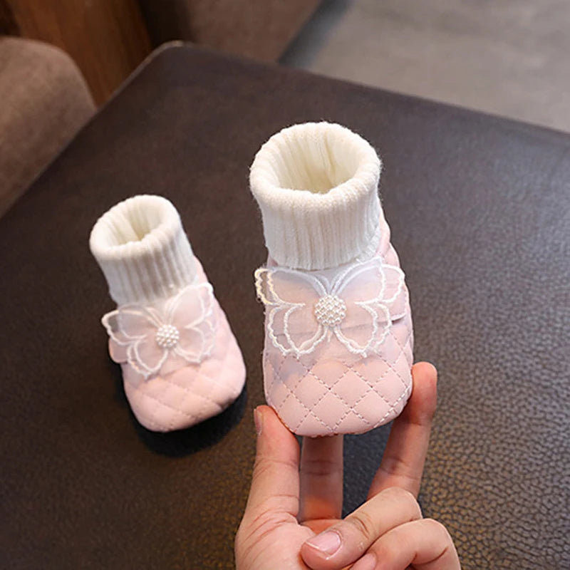 Infant Girls Sparkly Mary Jane Flats Shoes with Bowknot for Birthday Party Wedding Baby Shower and Holiday Festivities