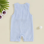 Lioraitiin Baby Boys Sleeveless Romper – Striped Golf Cart Embroidery Summer Jumpsuit for Casual Daily Wear (0-1 Years)