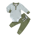 Citgeett Autumn Infant Baby Boy Outfit – Long Sleeve Striped Romper & Pants 2-Piece Fall Warm Clothes Set