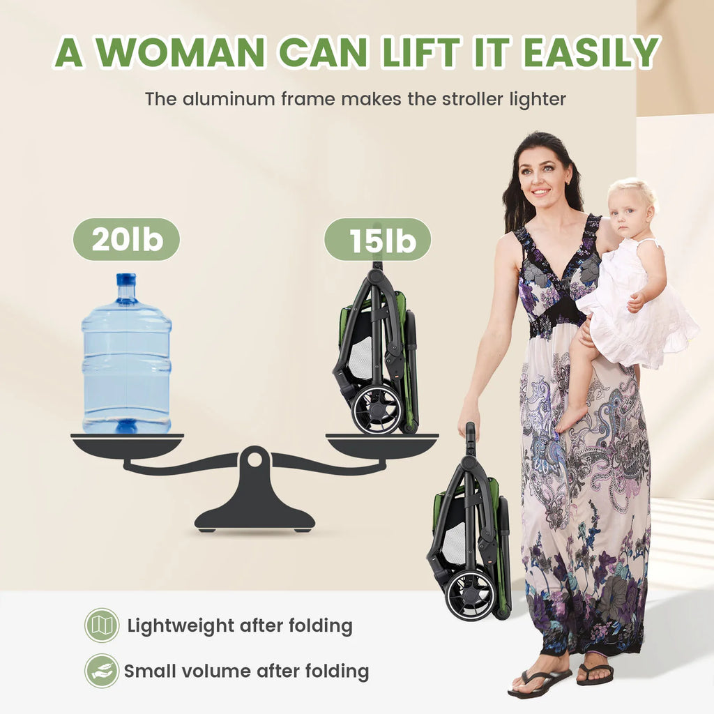 High View Portable Baby Stroller – Lightweight Travel Stroller with 360° Swivel Seat, Compact Fold, and Sun Protection for Babies & Toddlers
