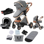 Lightweight 3-in-1 Baby Stroller with Isofix | High Landscape Travel System for Newborns to 6 Years