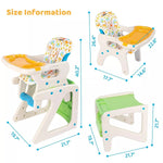 Sejoy 3-in-1 Adjustable Baby High Chair for Toddlers – ASTM & CPC Certified Feeding Seat with Reclining Backrest, Removable Double Tray & Cushion | Cartoon Design