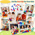 🧲 60 PCS Magnetic Building Tiles for Kids – STEM Magnet Blocks Set for Ages 3+ By Coodoo | Educational Construction Toys | Sensory Learning | Safe Plastic