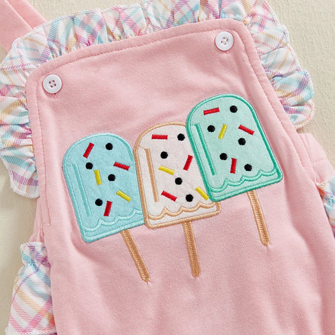 Toddler Girl Summer Watermelon Print Romper with Ruffles & Matching Headband — Sleeveless Jumpsuit Outfit Set