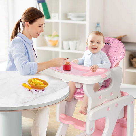 Foldable 2-in-1 Baby High Chair with Table & Footrest – ASTM & CPC Certified Feeding Seat with Removable Double Tray, Adjustable Backrest & Washable Cushion