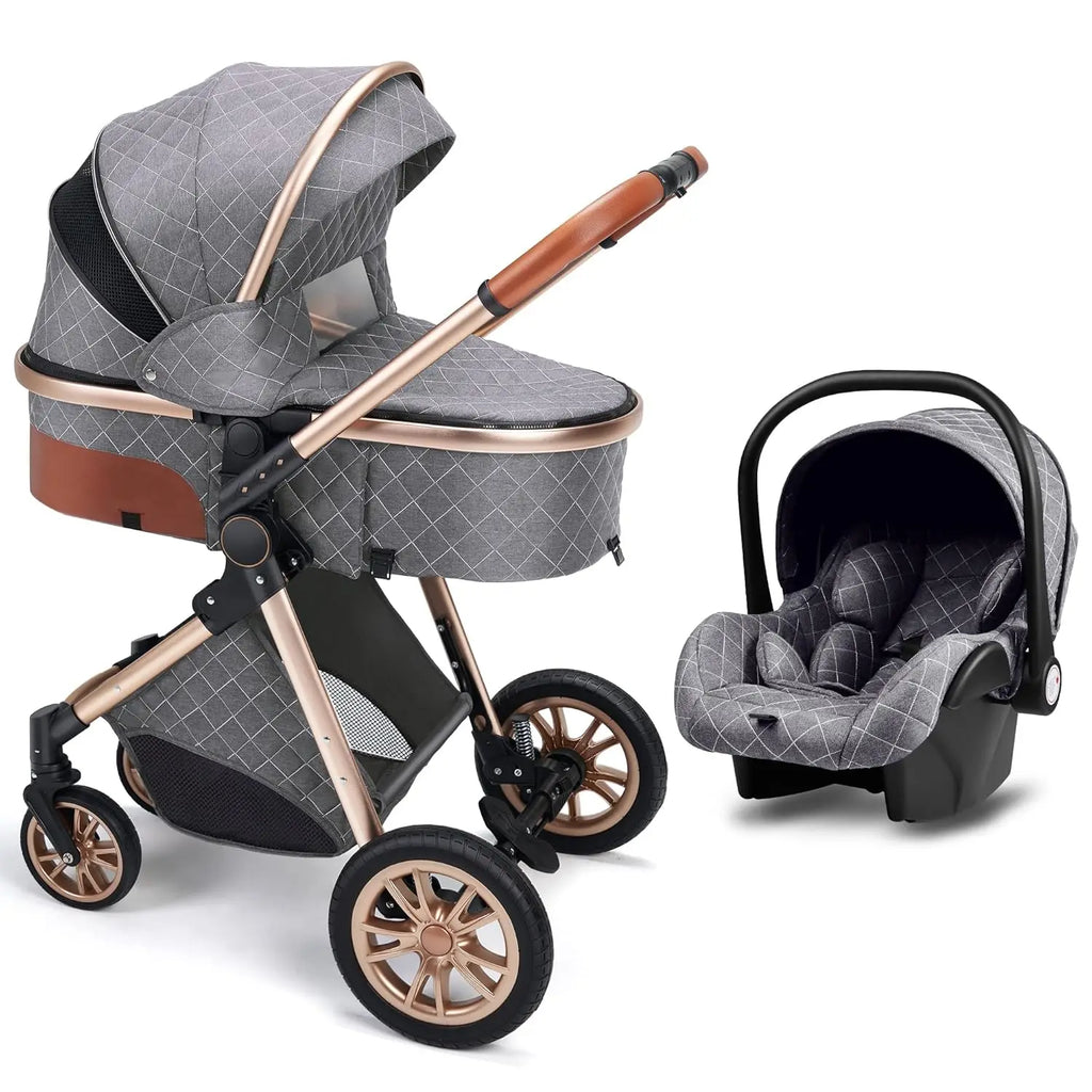 2-in-1 Convertible Baby Cradle Stroller – Foldable, Double-Sided High View Stroller for Toddlers (1–2Y), Portable Travel Pram
