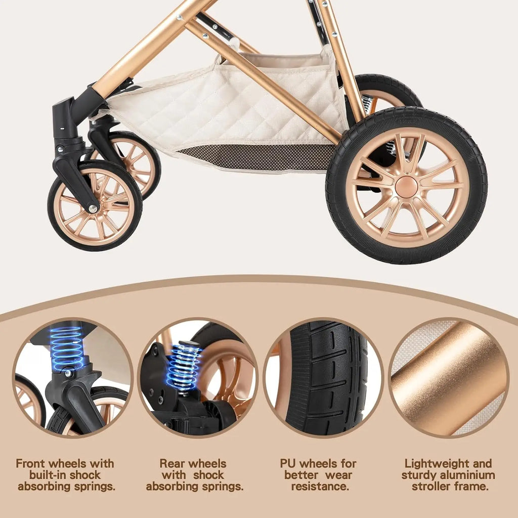 2-in-1 Convertible Baby Cradle Stroller – Foldable, Double-Sided High View Stroller for Toddlers (1–2Y), Portable Travel Pram