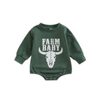 Lioraitiin 0–18M Infant Baby Girl Boy Autumn Jumpsuit – Letter & Cow Print Long Sleeve Round Neck Bodysuit
