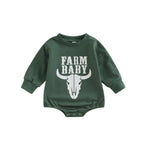 Lioraitiin 0–18M Infant Baby Girl Boy Autumn Jumpsuit – Letter & Cow Print Long Sleeve Round Neck Bodysuit