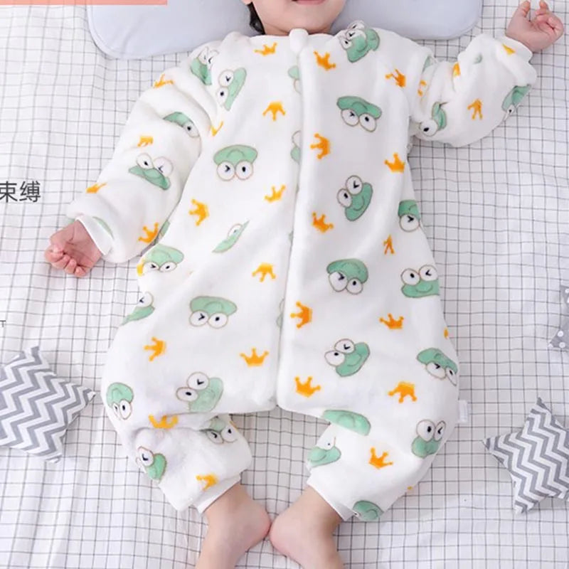 Baby One-Piece Flannel Pajamas – Unisex | Warm & Cozy Cartoon Sleepwear
