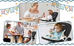 Sejoy Adjustable Baby High Chair with 5-Point Harness 3-Tier Tray & Wheels CE/CPC Certified Children's Dining Chair