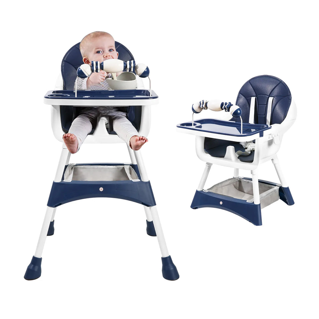 Ubravoo Convertible Baby High Chair – Portable Dining & Play Chair with Removable Double Tray and Toy Rack | Adjustable Seat & Stainless Steel Frame | Model S360